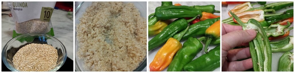 gefüllte Friggitelli mit Quinoa, Schinken und Käse