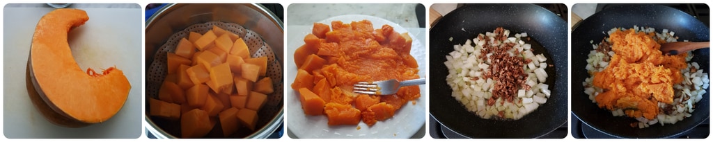 Füllung des salzigen Kürbiskuchens