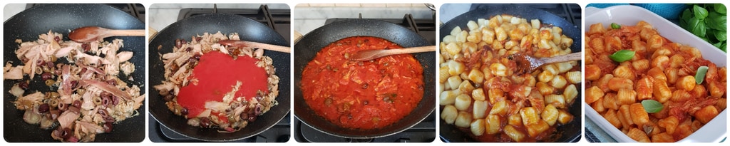 Kartoffelgnocchi mit Thunfischsoße und Oliven