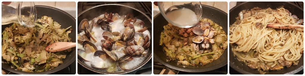 spaghetti mit venusmuscheln und artischocken