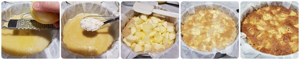 Apfelkuchen mit Teig direkt in der Backform gemacht