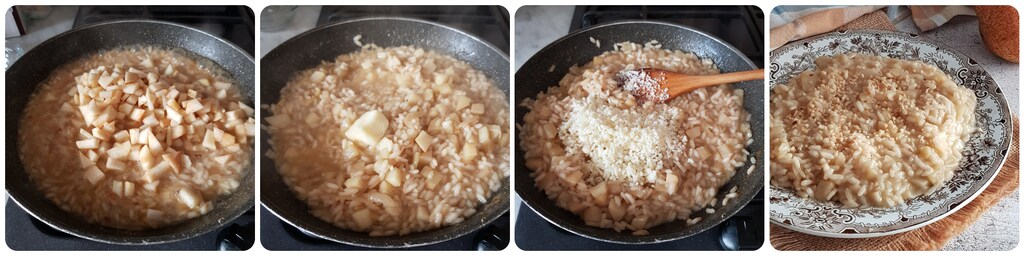 risotto mit castelmagno, birnen und haselnusskrokant