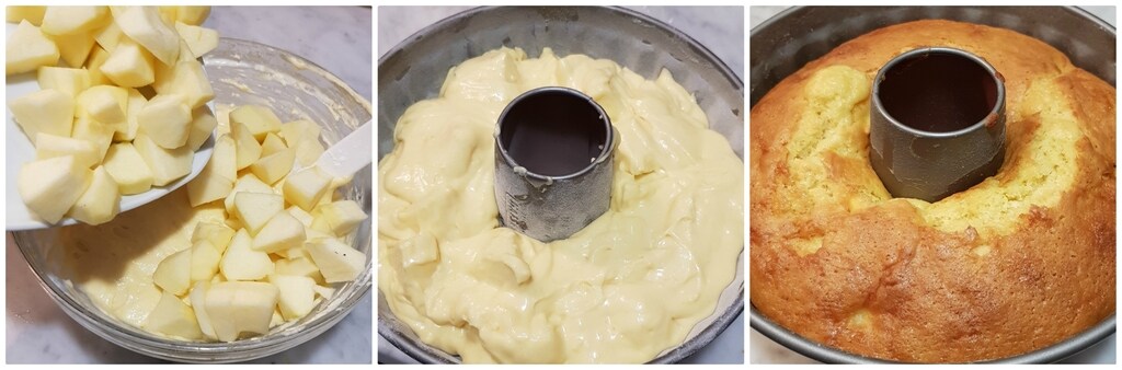 kranzkuchen mit sahne und äpfeln