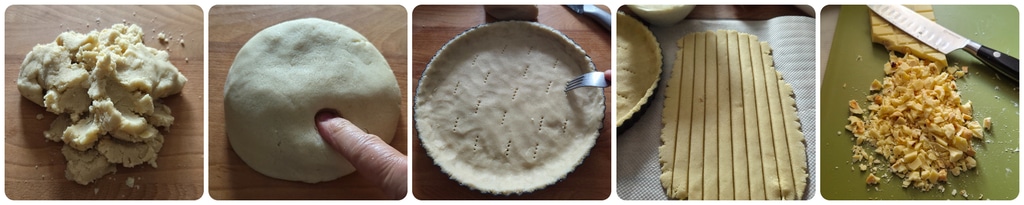 Mandel-Mürbeteigkuchen mit weißer Schokolade und Ricotta