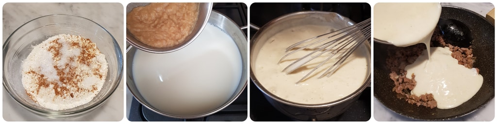 lasagne aus dem Ofen mit Kürbis und Wurst