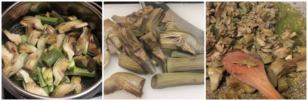 mezze maniche mit Artischocken und Ricotta