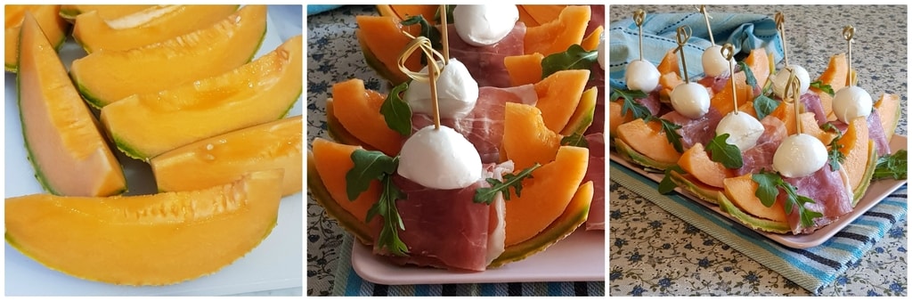 melonenboote mit rohschinken