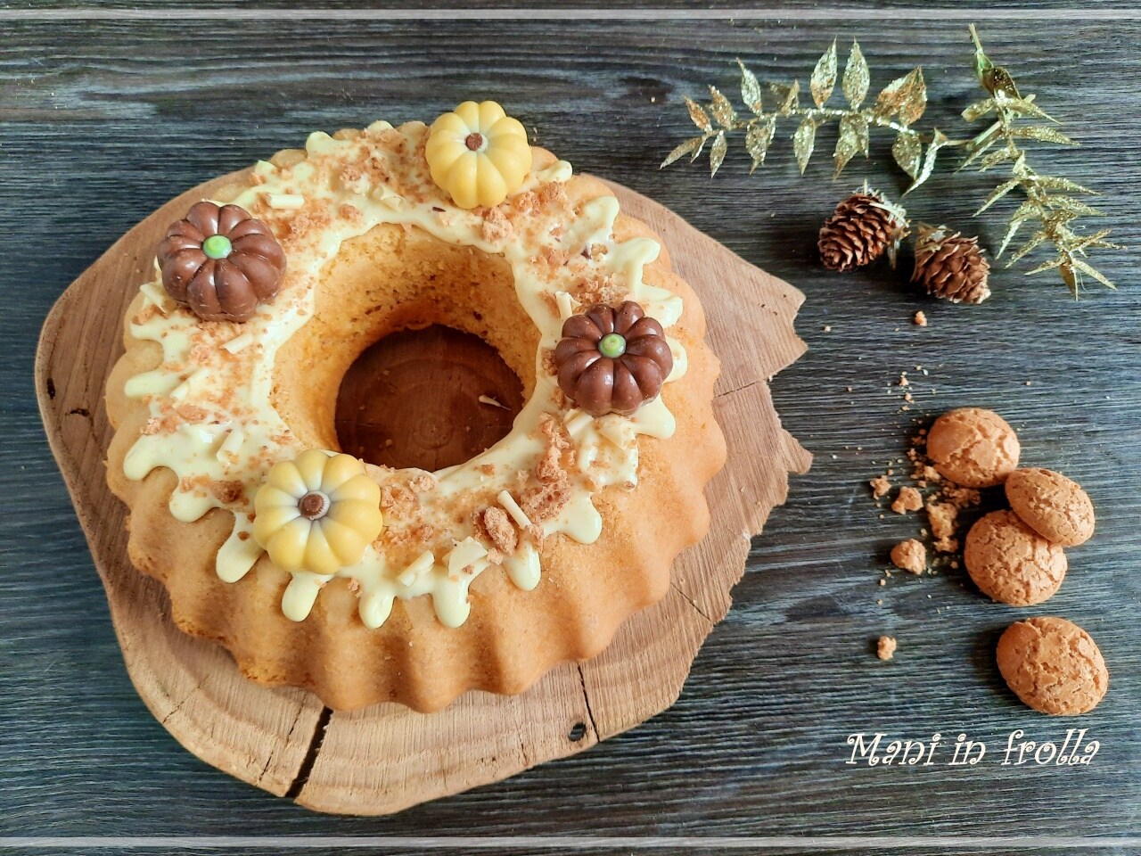 Kürbiskuchen mit weißer Schokolade