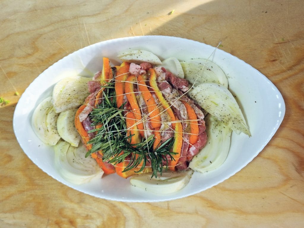 Der Schweinsbraten mit Orangen und Fenchel