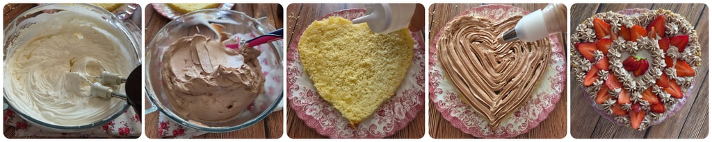 Herzkuchen mit Sahne und Erdbeeren