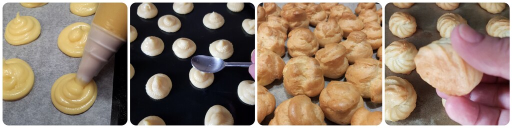 profiteroles mit Creme und Schokoladensauce