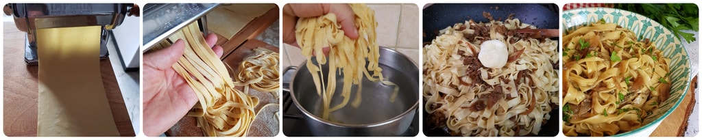 Ausrollen des Teigs und Kochen