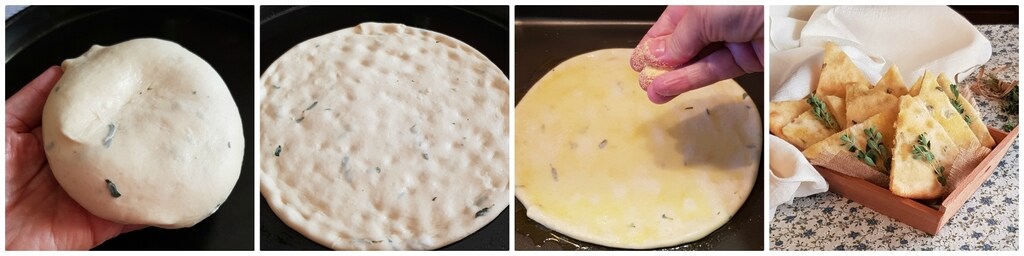 niedrige Focaccia mit Majoran