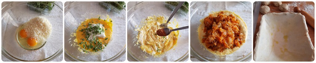 Füllung des salzigen Kürbiskuchens