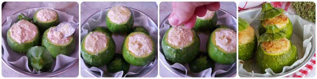 runde Zucchini gefüllt mit Thunfisch und Ricotta