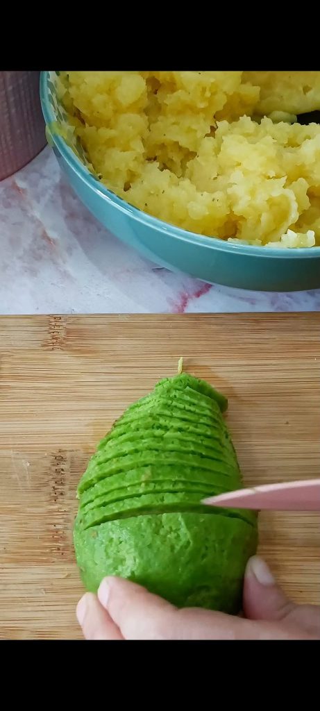Wir zerdrücken die Avocado