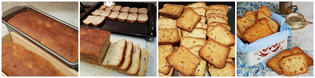 Zwieback mit Kürbiskernen, Haselnüssen und Feigen