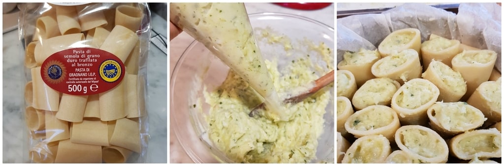 paccheri gefüllt mit Kabeljau und Kartoffeln