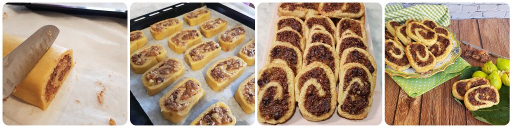 Mürbeteigplätzchen mit Feigen, Haselnüssen und Schokolade