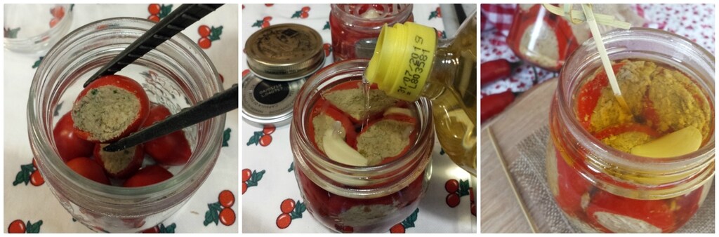 runde gefüllte Peperoni in Öl