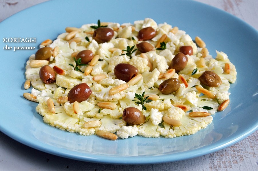 Blumenkohl-Carpaccio - Roher Blumenkohlsalat