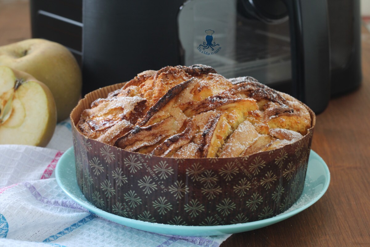 Apfelkuchen in der Heißluftfritteuse ohne Butter, fluffig und leicht.