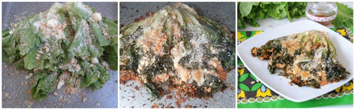 Gefüllter grüner Radicchio, überbacken im Ofen