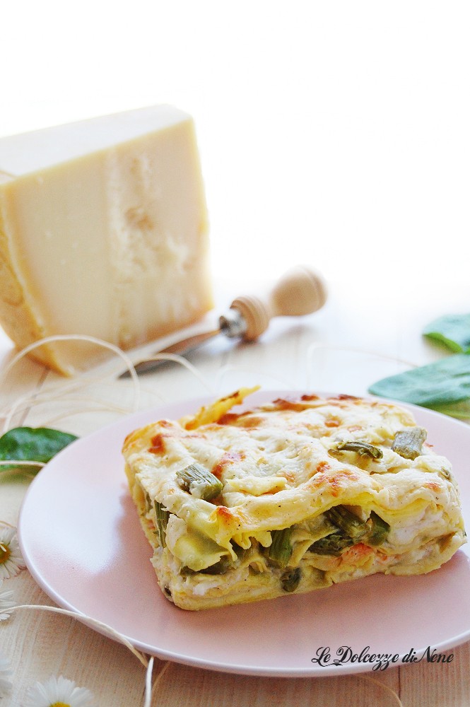 lasagne mit Spargel und Lachs