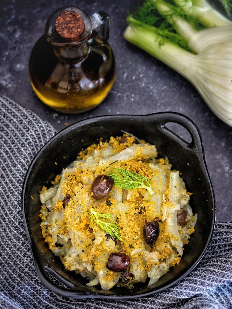 Fenchelgratin in der Pfanne