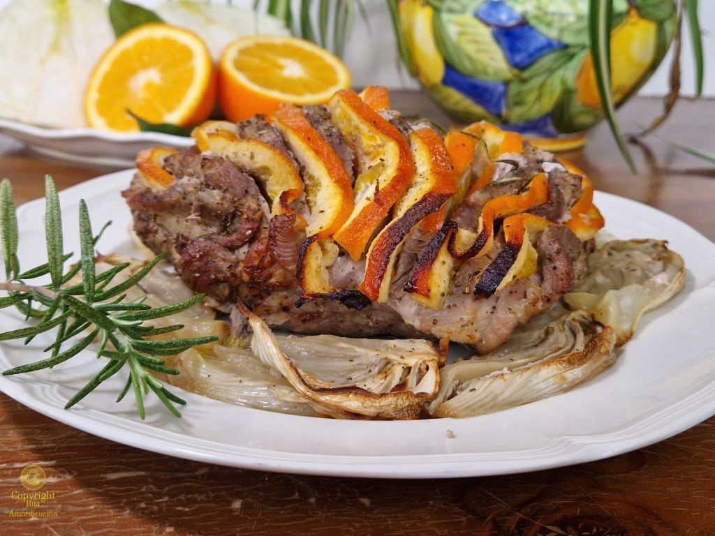 Der Schweinsbraten mit Orangen und Fenchel