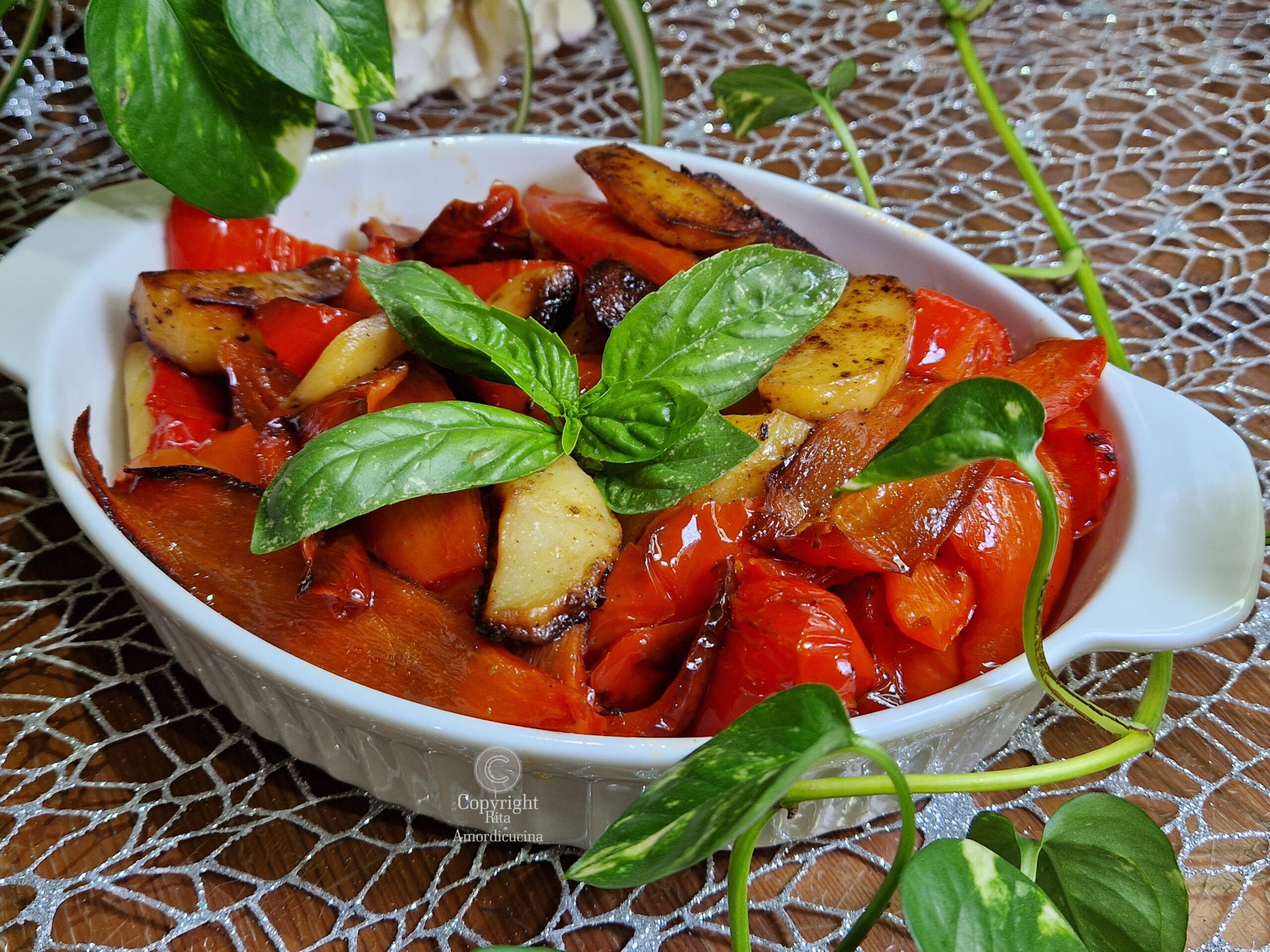 Paprika und Kartoffeln in der Pfanne