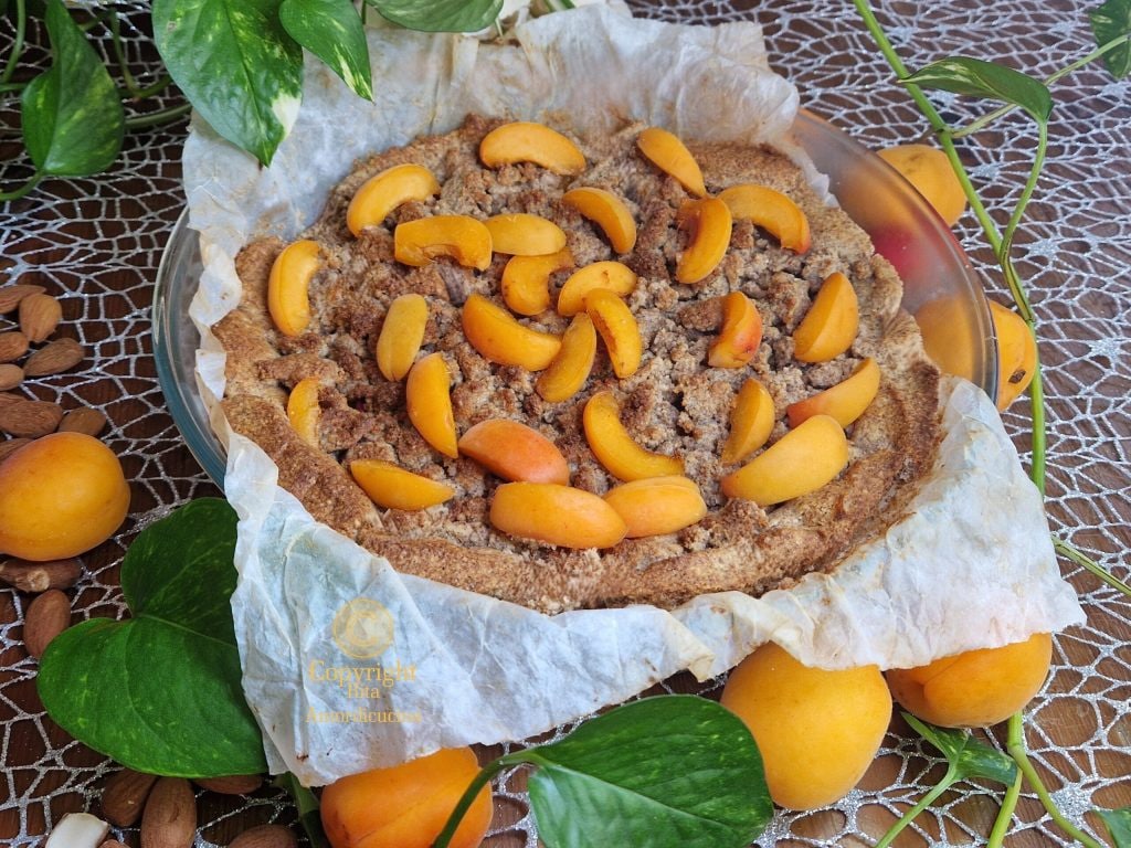 Der Streuselkuchen mit Aprikosen und Hafermehl