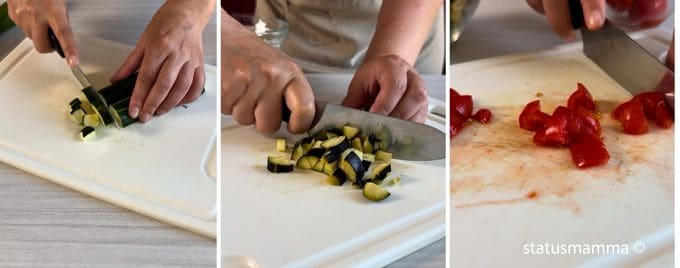 Wir braten das Gemüse an