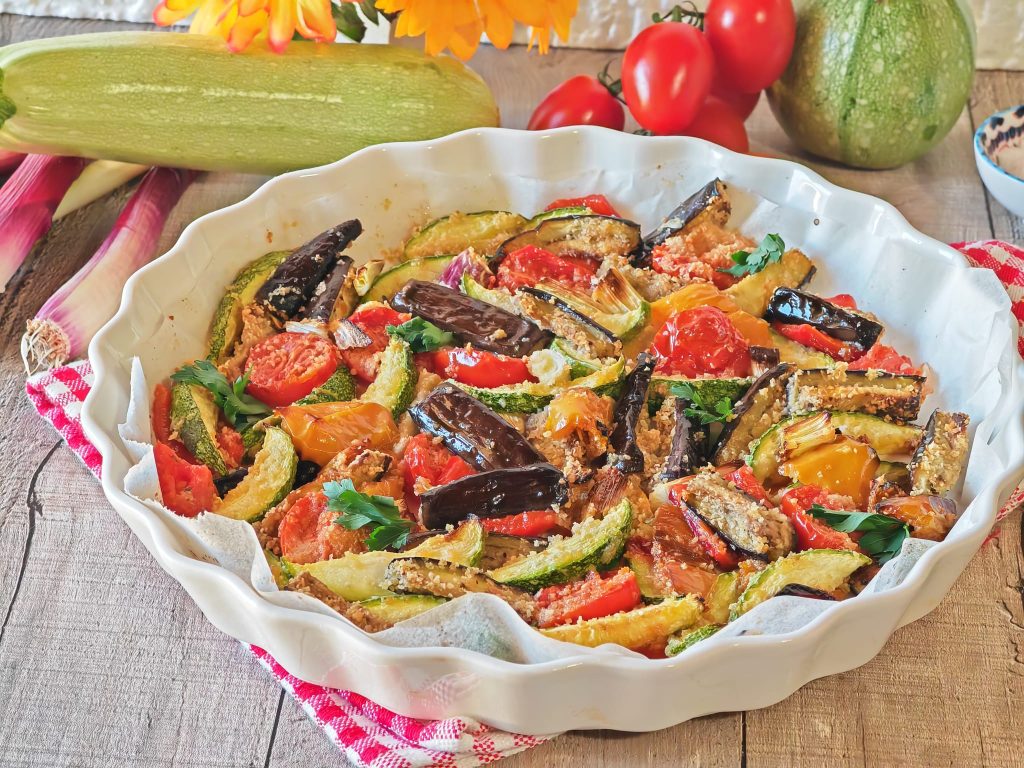 Überbackene Paprika, Auberginen und Zucchini
