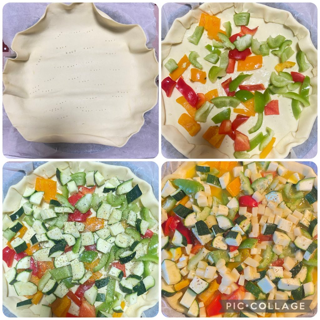 herzhafter Kuchen mit Zucchini und Paprika