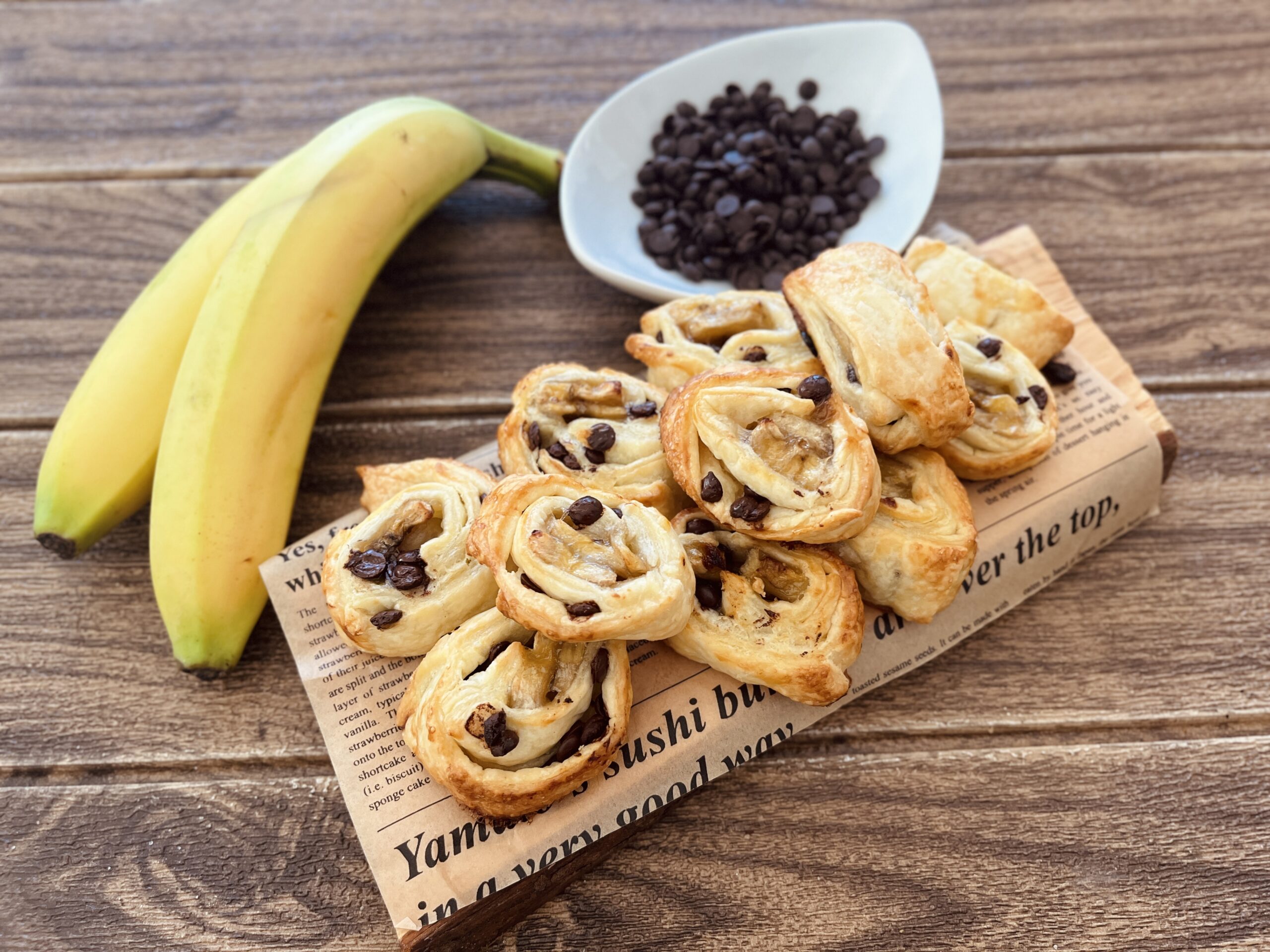 Leckere Häppchen mit Banane und Schokolade