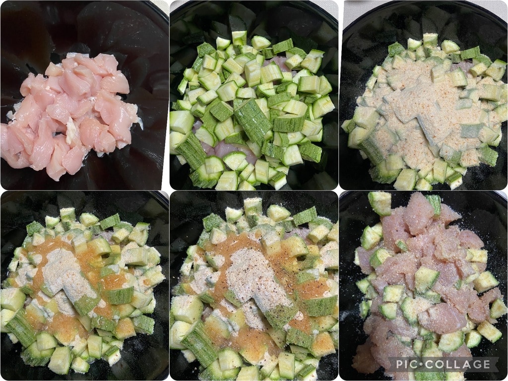 Hähnchenstücke mit Zucchini. Weich und lecker