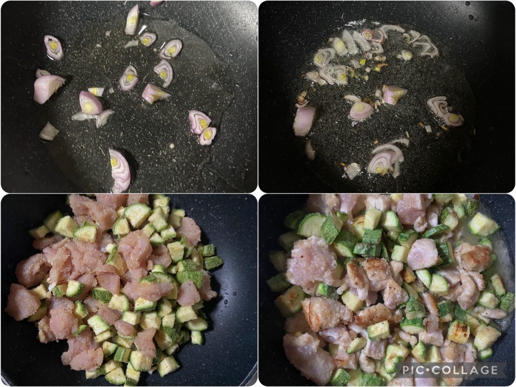 Hähnchenstücke mit Zucchini. Weich und lecker