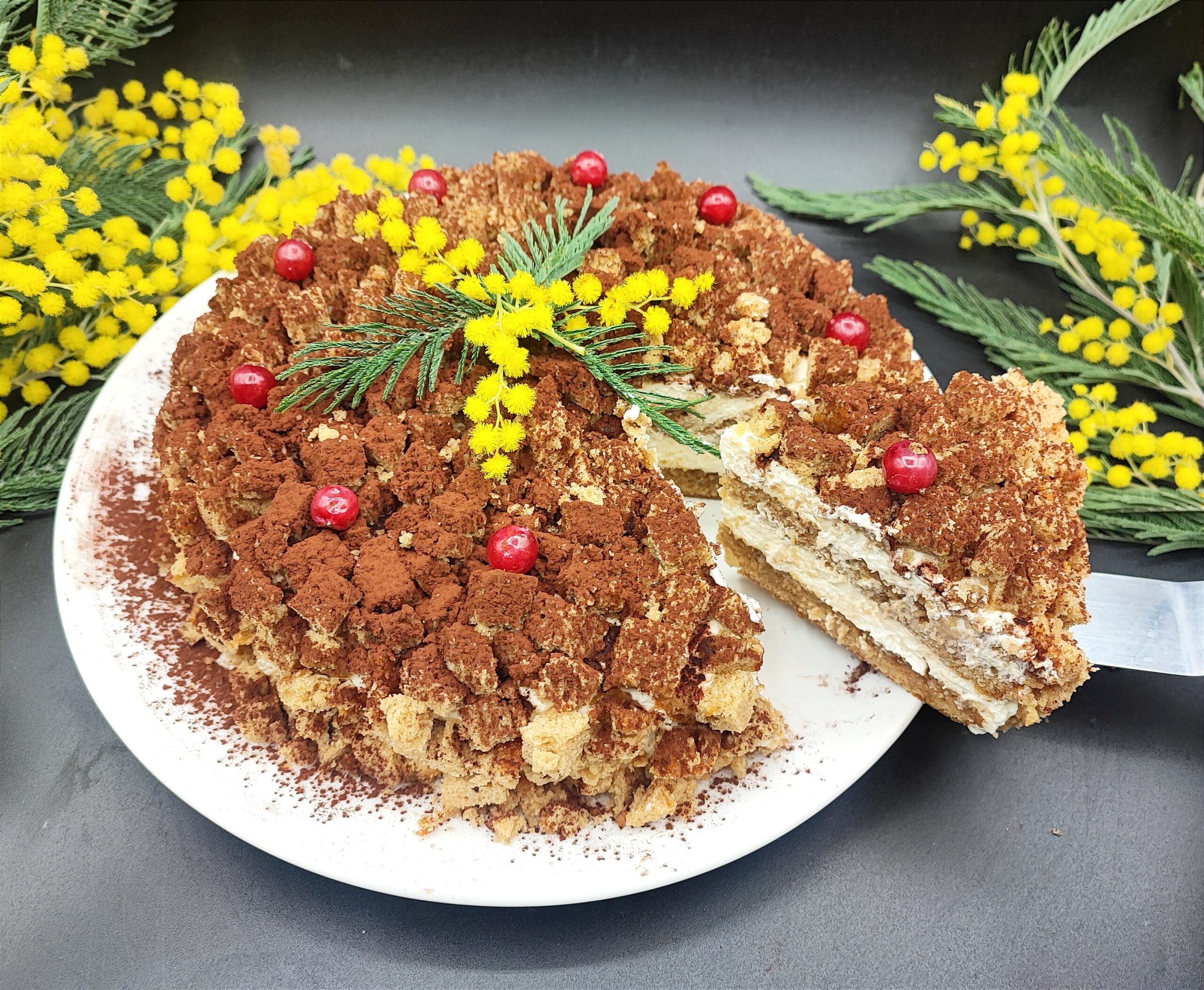 Mimosentorte mit Kaffee ohne Eier