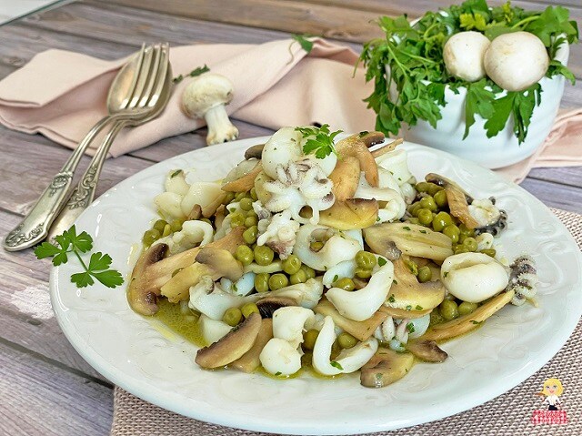 Rezept Sepia Erbsen und Pilze