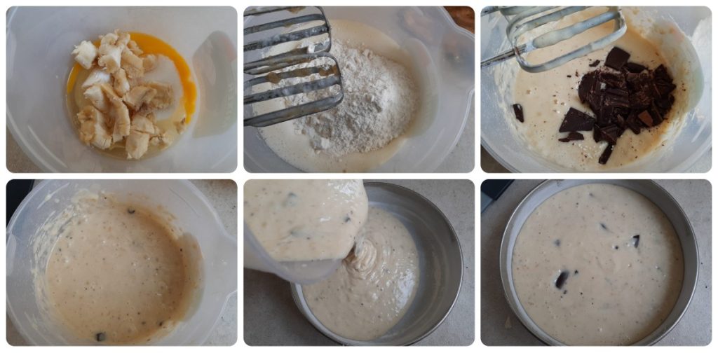 Weicher Kuchen mit Bananen und Schokolade