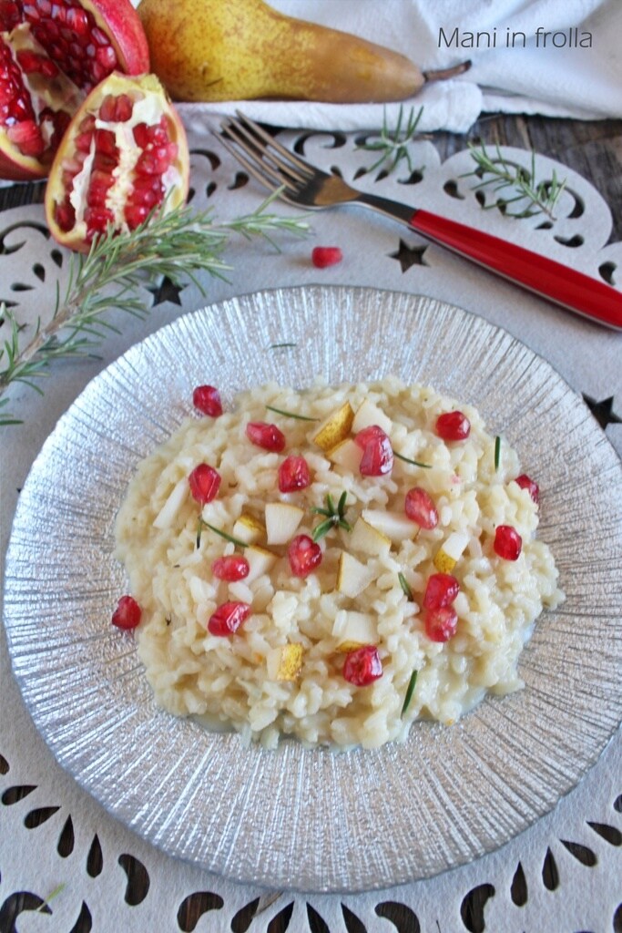 Risotto mit Scamorza, Gorgonzola und Birnen