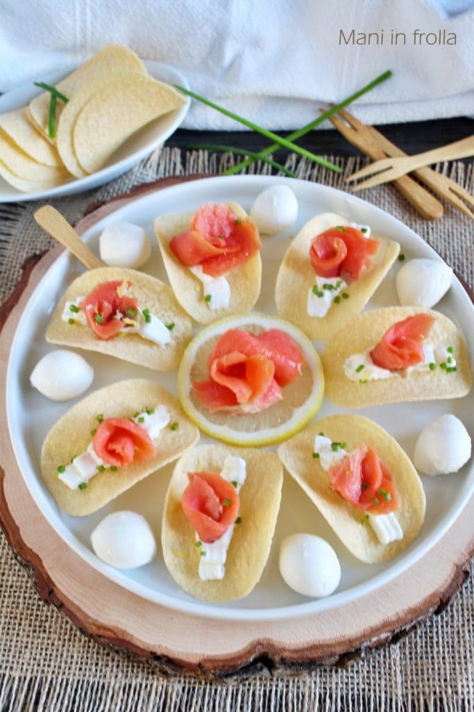 Chips mit Lachs und Käse