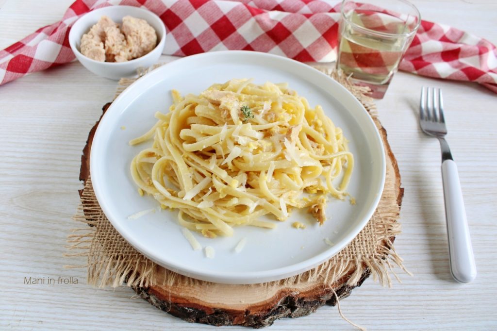 Pasta mit Thunfisch und Eier-Käse-Creme