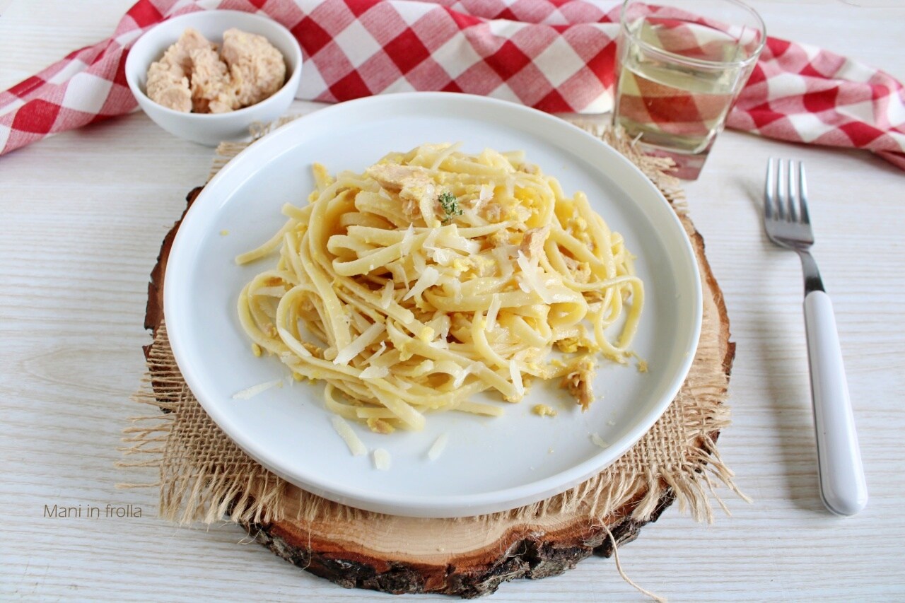 Pasta mit Thunfisch und Eier-Käse-Creme