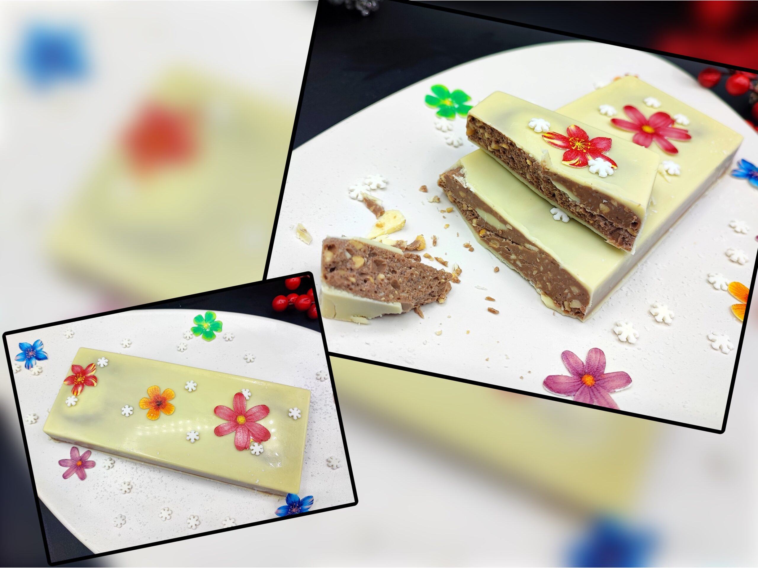 Weißer Schokoladennougat mit Haselnüssen
