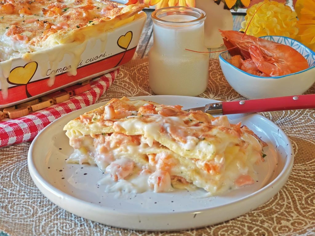 Lachs- und Garnelen-Lasagne