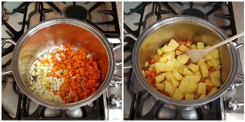 röste das Gemüse und die Kartoffeln