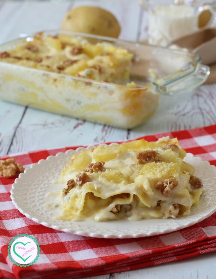 Lasagne mit Gorgonzola, Walnüssen und Kartoffeln