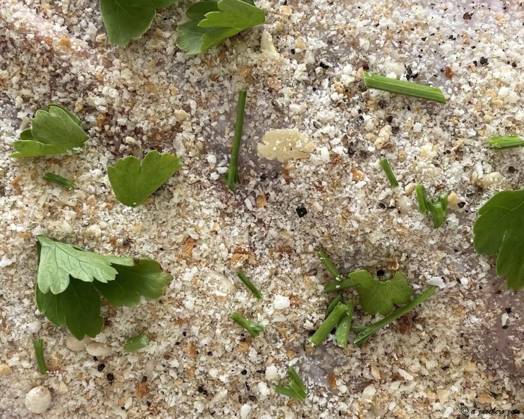 Leicht überbackener Fisch aus dem Ofen Panierung
